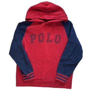 Polo Ralph Lauren Youth Boys Hoodie L 14-16 Red Navy Preppy Sporty Streetwear
